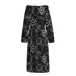 Black And White Mystic Witch Print Hooded Bathrobe