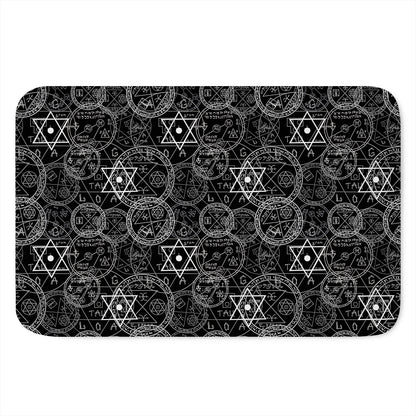 Black And White Mystic Witch Print Indoor Door Mat