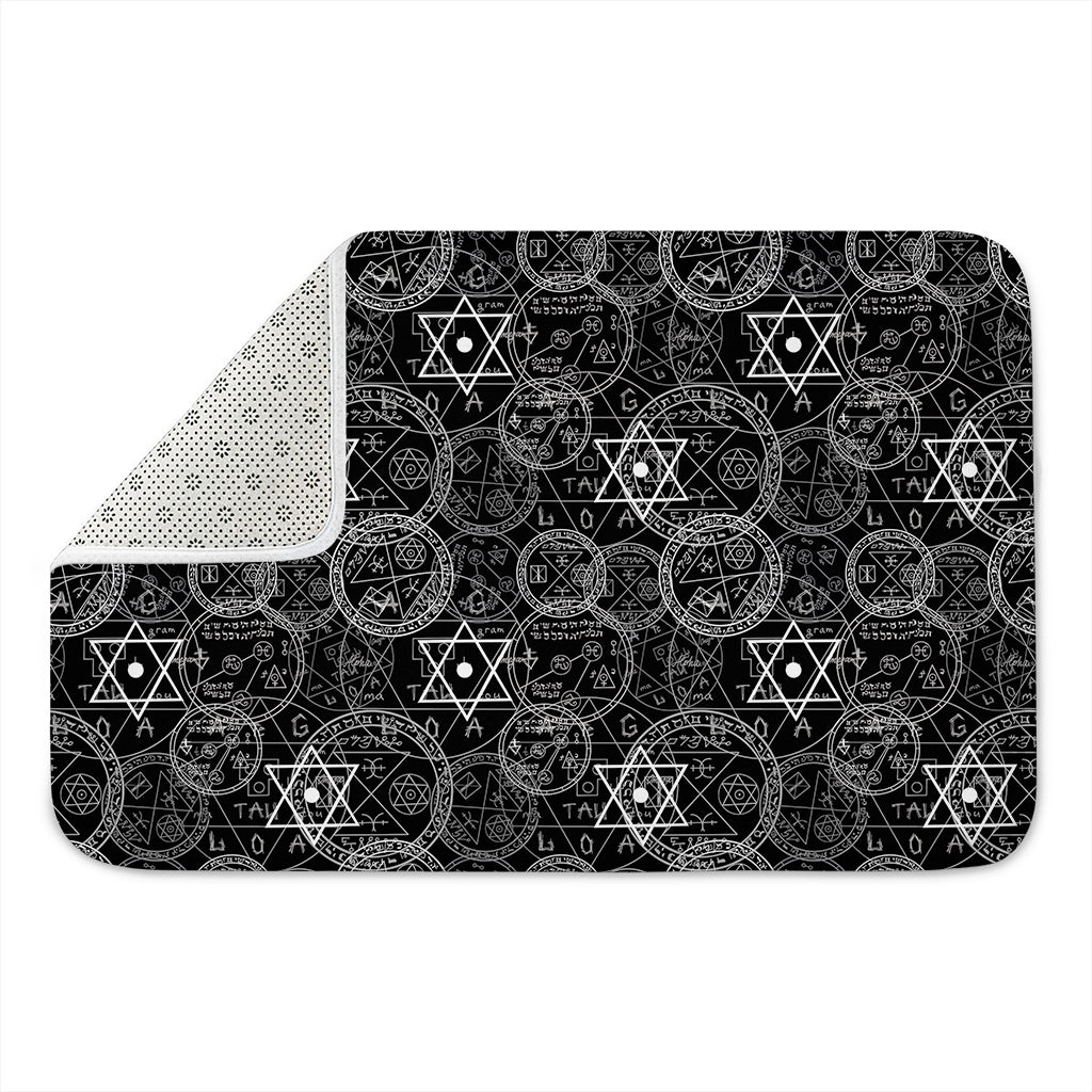 Black And White Mystic Witch Print Indoor Door Mat