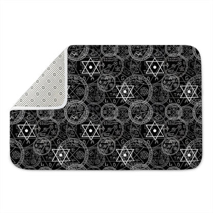Black And White Mystic Witch Print Indoor Door Mat