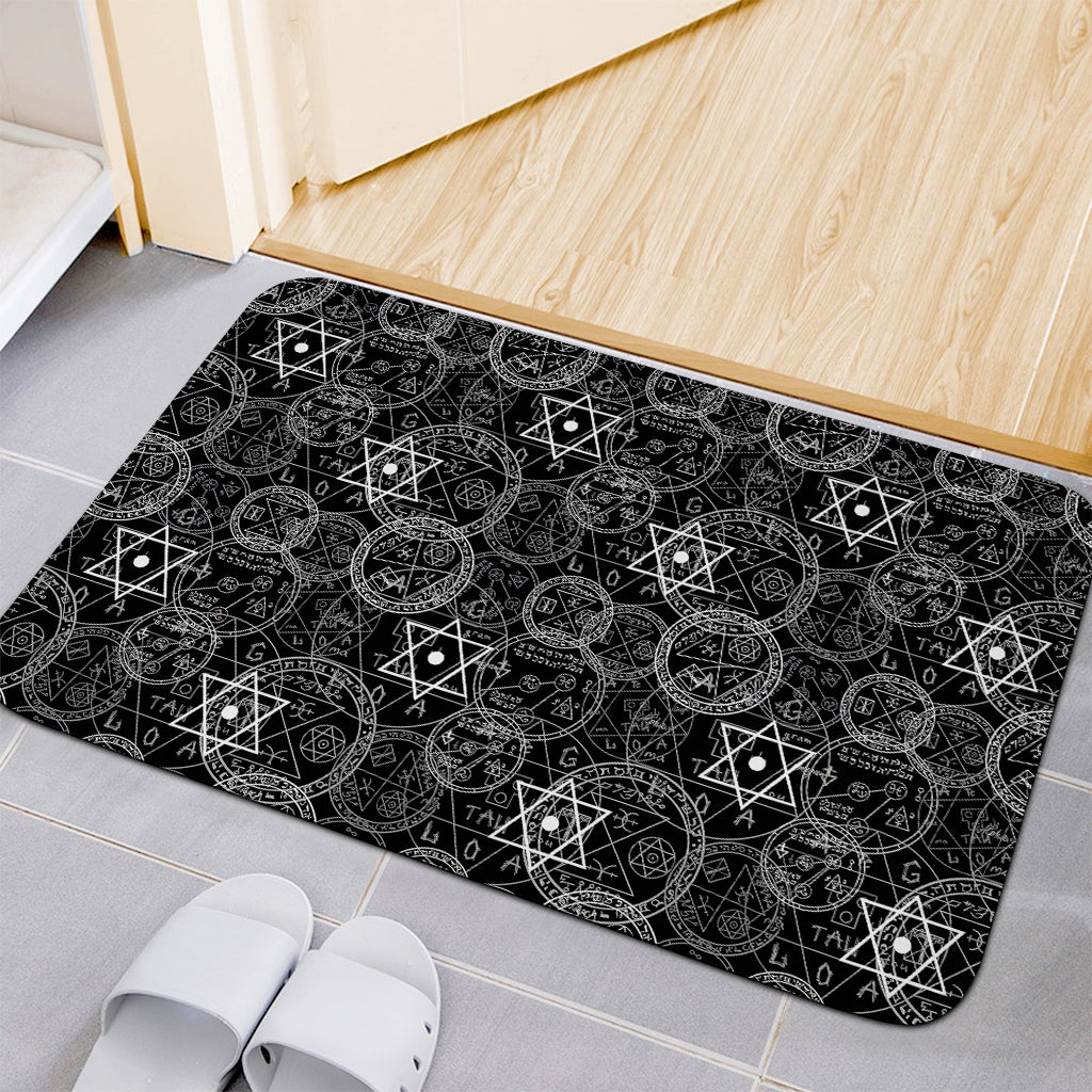 Black And White Mystic Witch Print Indoor Door Mat