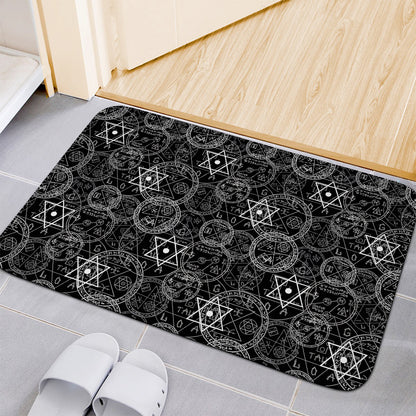 Black And White Mystic Witch Print Indoor Door Mat
