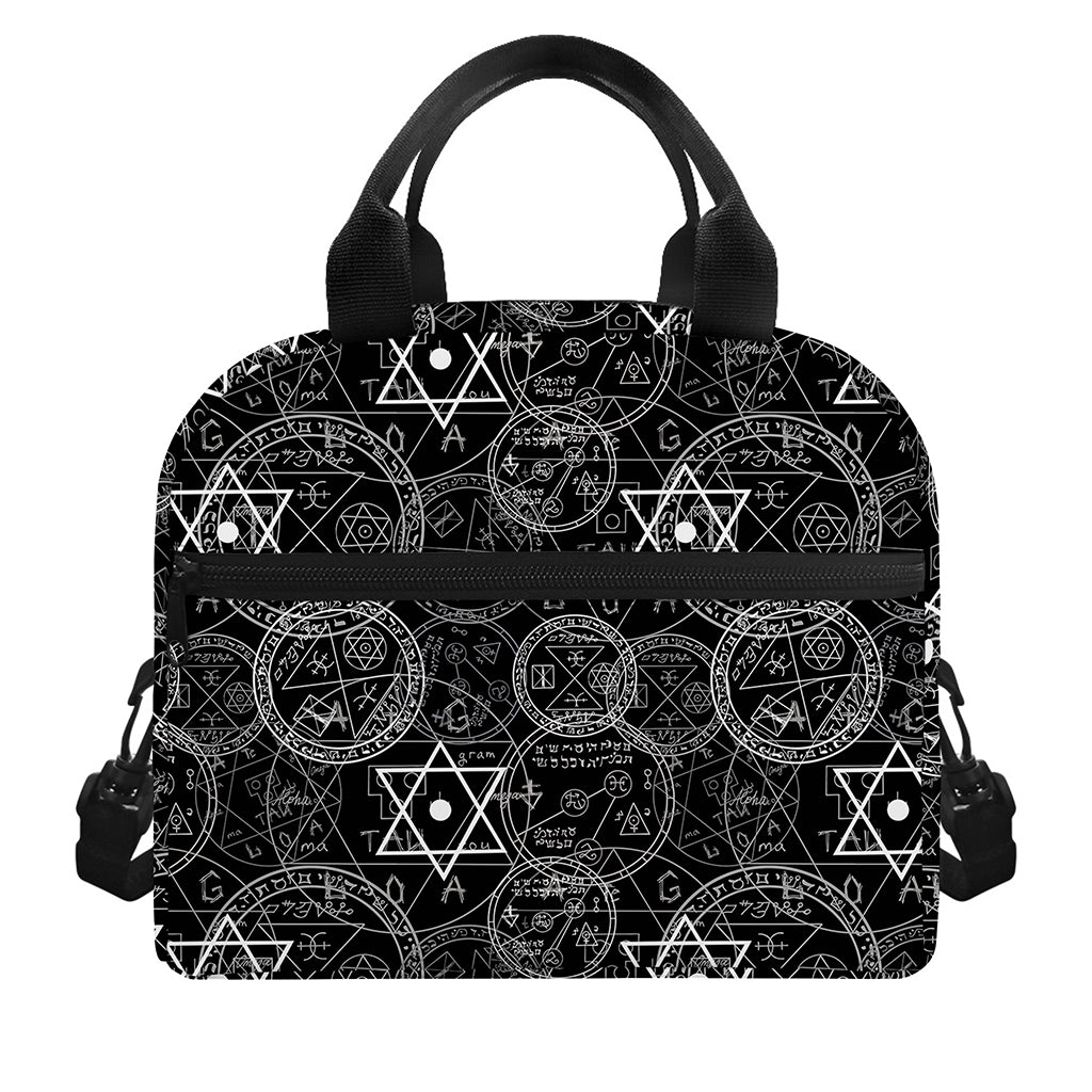 Black And White Mystic Witch Print Insulated Lunch Bag