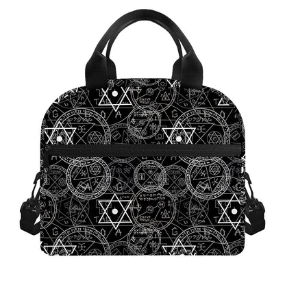 Black And White Mystic Witch Print Insulated Lunch Bag