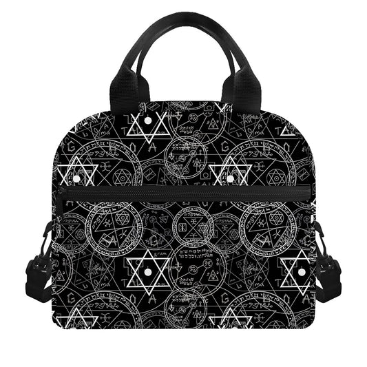 Black And White Mystic Witch Print Insulated Lunch Bag