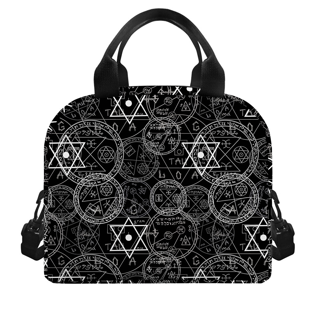 Black And White Mystic Witch Print Insulated Lunch Bag