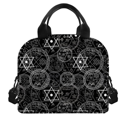 Black And White Mystic Witch Print Insulated Lunch Bag