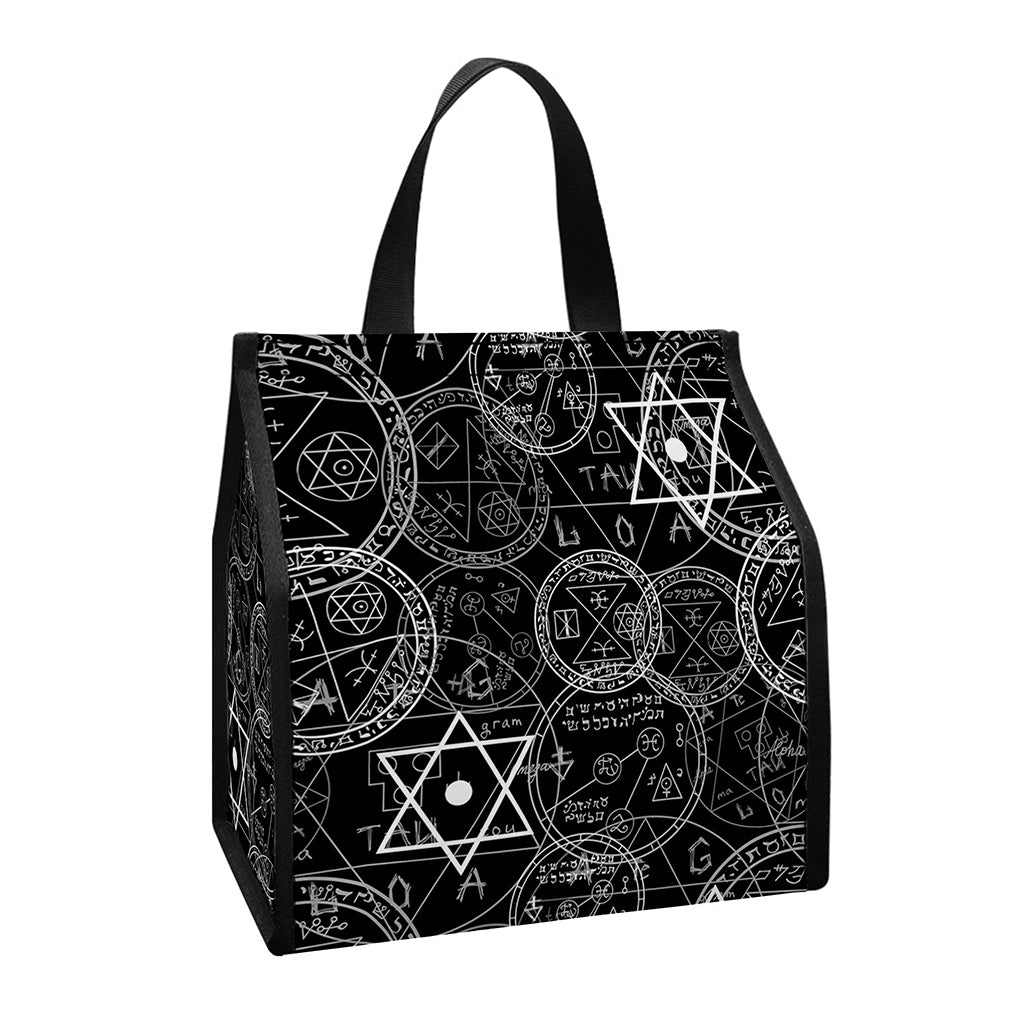 Black And White Mystic Witch Print Insulated Lunch Tote