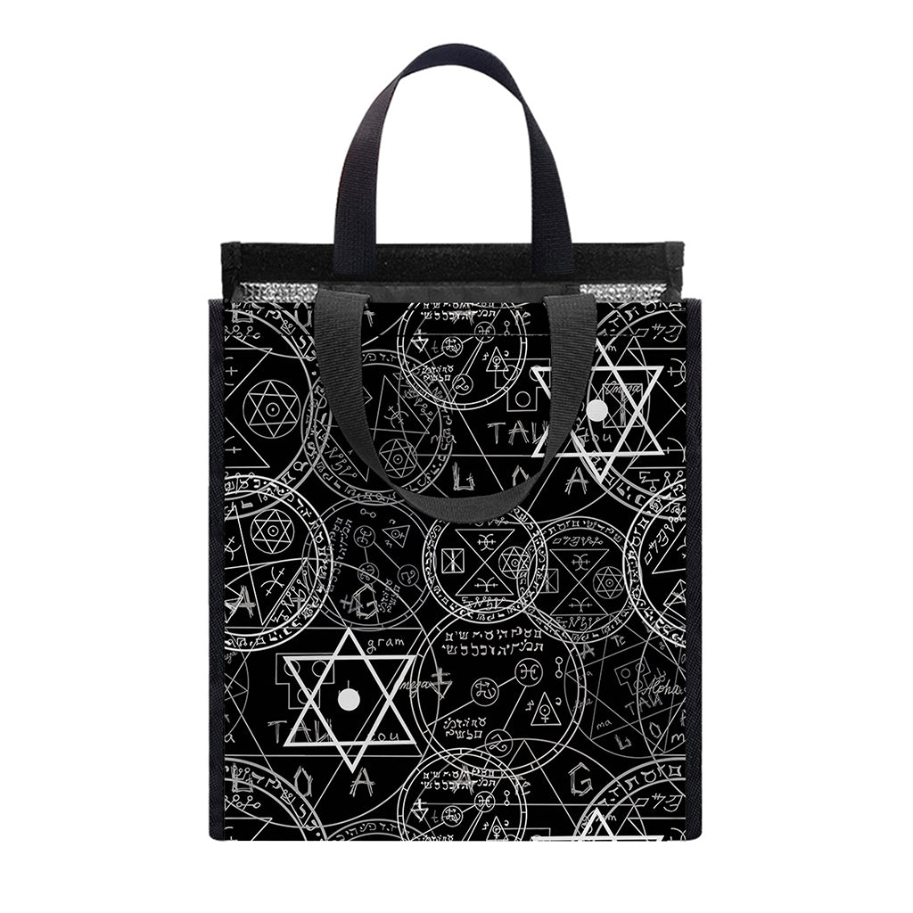 Black And White Mystic Witch Print Insulated Lunch Tote