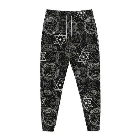 Black And White Mystic Witch Print Jogger Pants