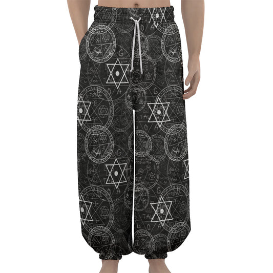 Black And White Mystic Witch Print Lantern Pants