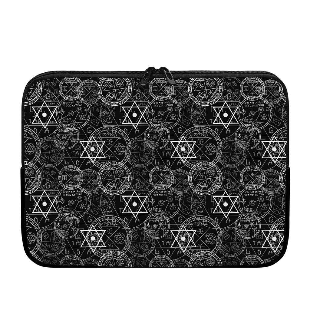 Black And White Mystic Witch Print Laptop Sleeve