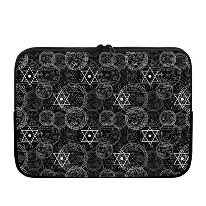 Black And White Mystic Witch Print Laptop Sleeve