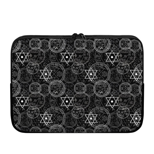 Black And White Mystic Witch Print Laptop Sleeve