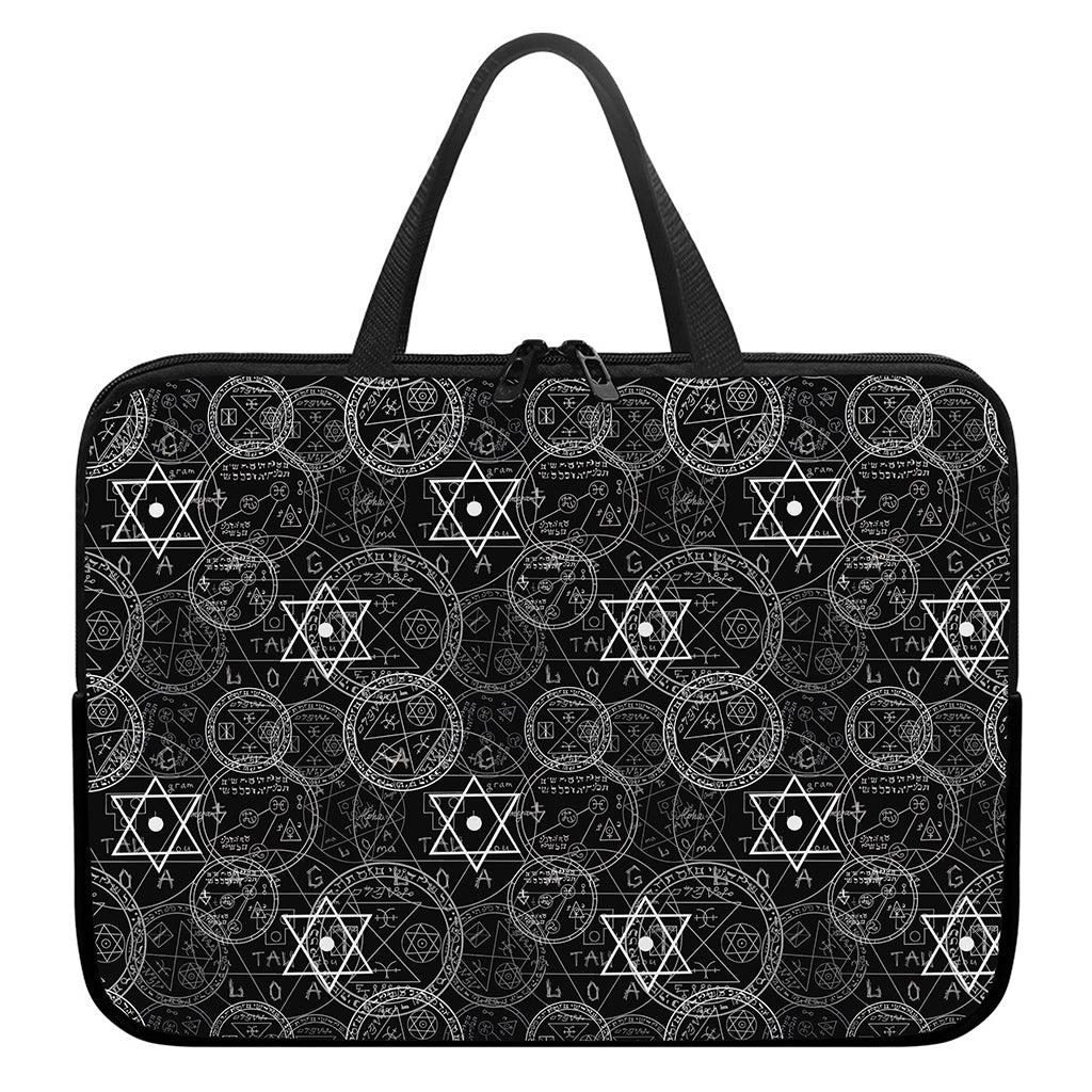 Black And White Mystic Witch Print Laptop Sleeve With Handle