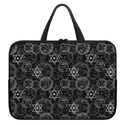 Black And White Mystic Witch Print Laptop Sleeve With Handle