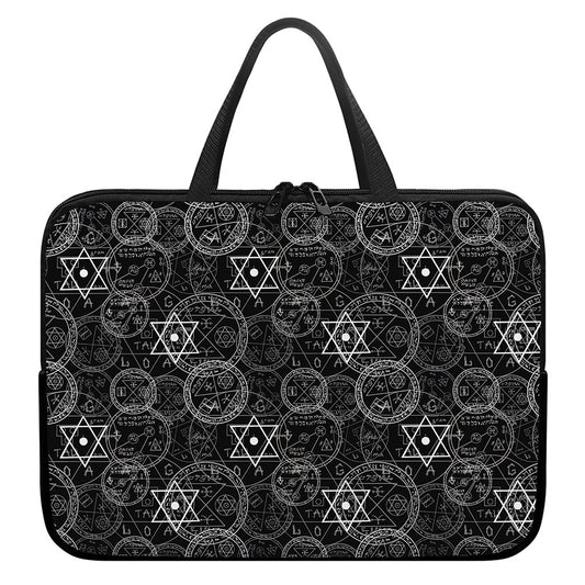 Black And White Mystic Witch Print Laptop Sleeve With Handle