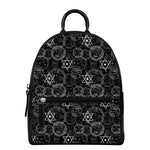Black And White Mystic Witch Print Leather Backpack