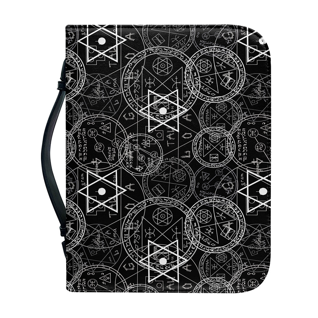 Black And White Mystic Witch Print Leather Bible Cover
