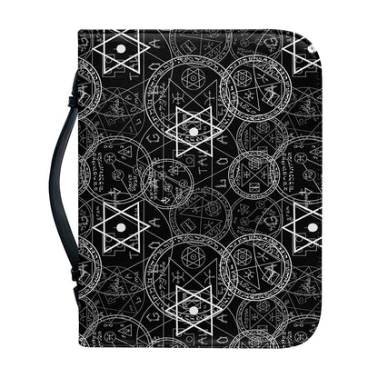 Black And White Mystic Witch Print Leather Bible Cover
