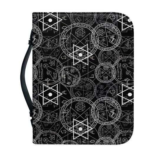 Black And White Mystic Witch Print Leather Bible Cover