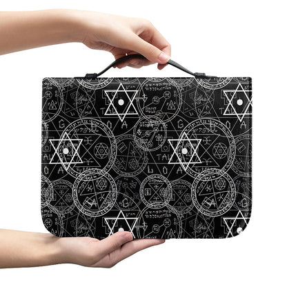 Black And White Mystic Witch Print Leather Bible Cover