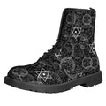 Black And White Mystic Witch Print Lace-Up Boots