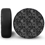 Black And White Mystic Witch Print Leather Spare Tire Cover