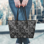 Black And White Mystic Witch Print Leather Tote Bag