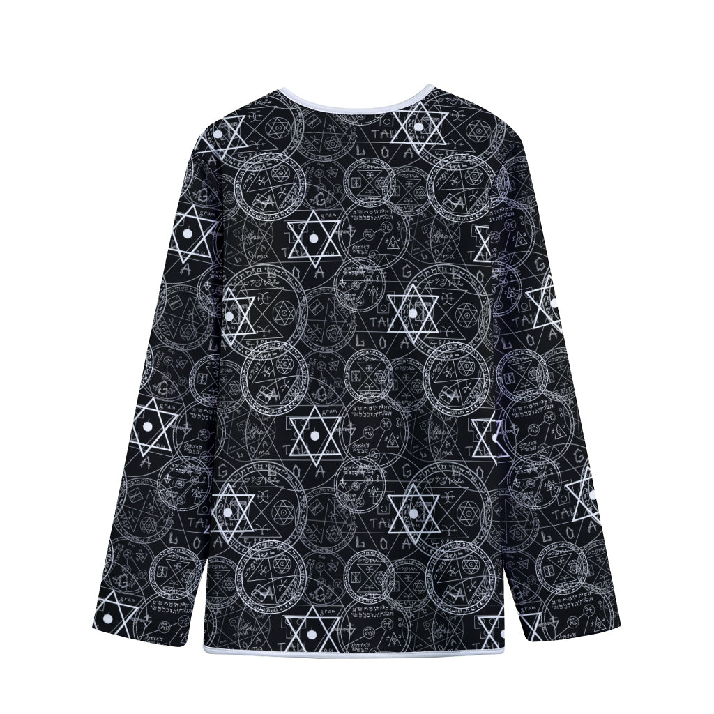 Black And White Mystic Witch Print Long Sleeve Short Coat