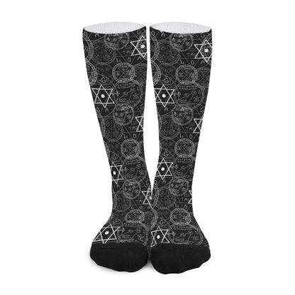 Black And White Mystic Witch Print Long Socks