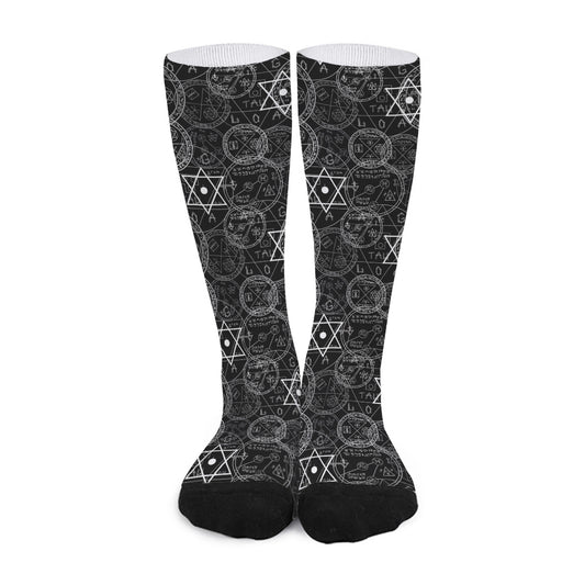 Black And White Mystic Witch Print Long Socks