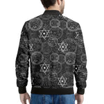 Black And White Mystic Witch Print Men's Bomber Jacket