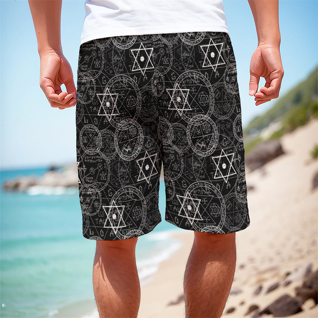 Black And White Mystic Witch Print Men's Cargo Shorts