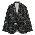 Black And White Mystic Witch Print Men's Cotton Blazer