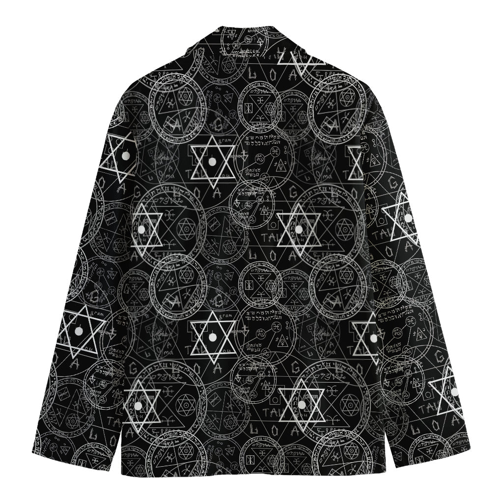 Black And White Mystic Witch Print Men's Cotton Blazer