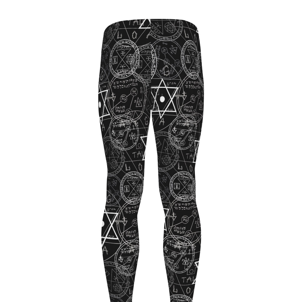 Black And White Mystic Witch Print Men's leggings