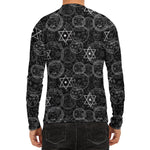 Black And White Mystic Witch Print Men's Long Sleeve Rash Guard