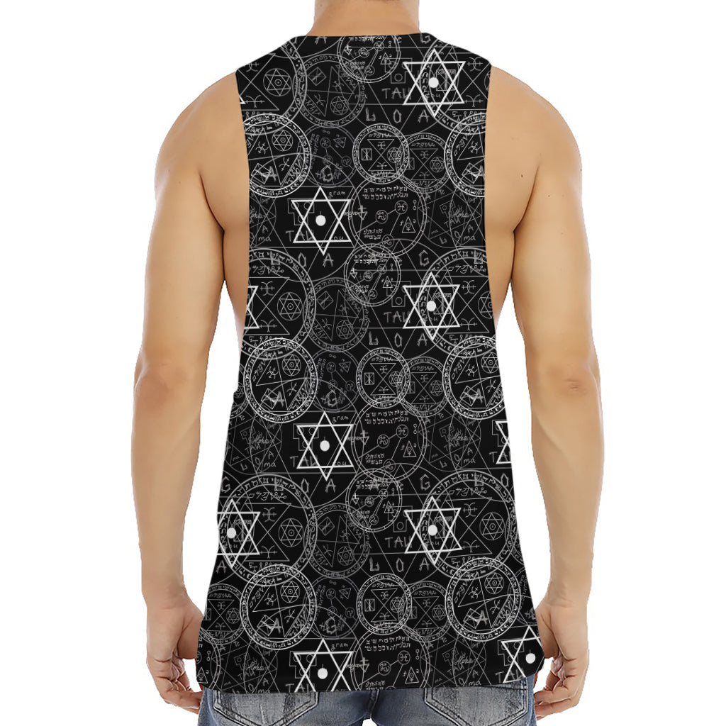 Black And White Mystic Witch Print Men's Muscle Tank Top