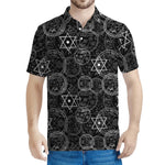 Black And White Mystic Witch Print Men's Polo Shirt