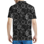 Black And White Mystic Witch Print Men's Polo Shirt