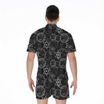 Black And White Mystic Witch Print Men's Rompers