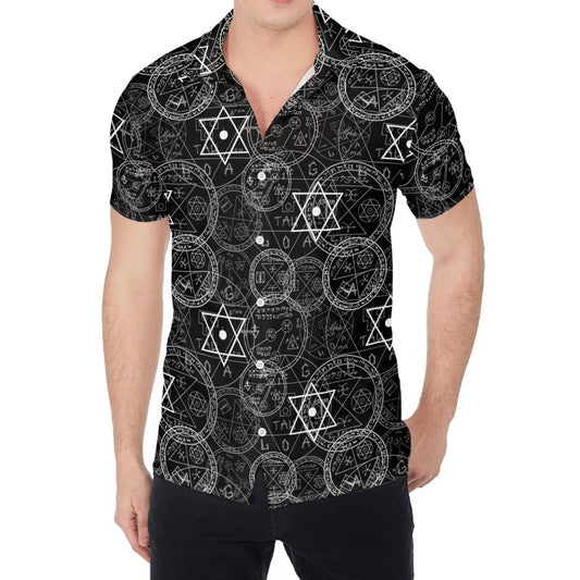 Black And White Mystic Witch Print Men's Shirt