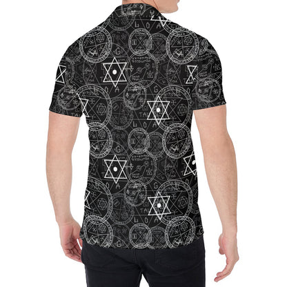 Black And White Mystic Witch Print Men's Shirt