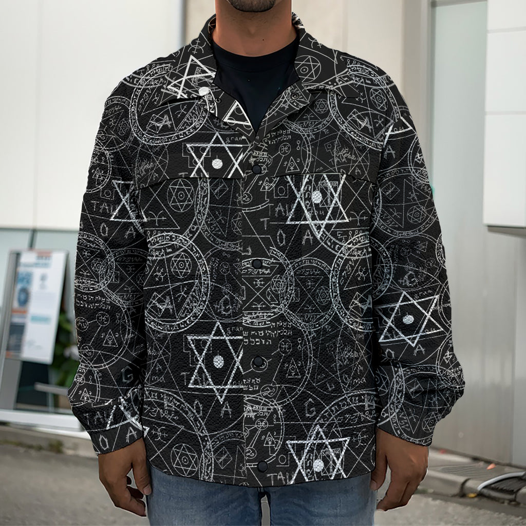 Black And White Mystic Witch Print Men's Shirt Jacket