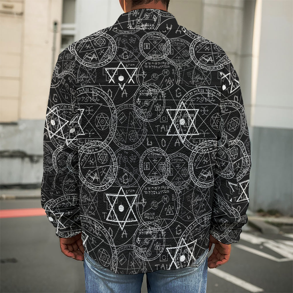 Black And White Mystic Witch Print Men's Shirt Jacket