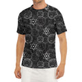Black And White Mystic Witch Print Men's Short Sleeve Rash Guard