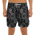 Black And White Mystic Witch Print Men's Split Running Shorts