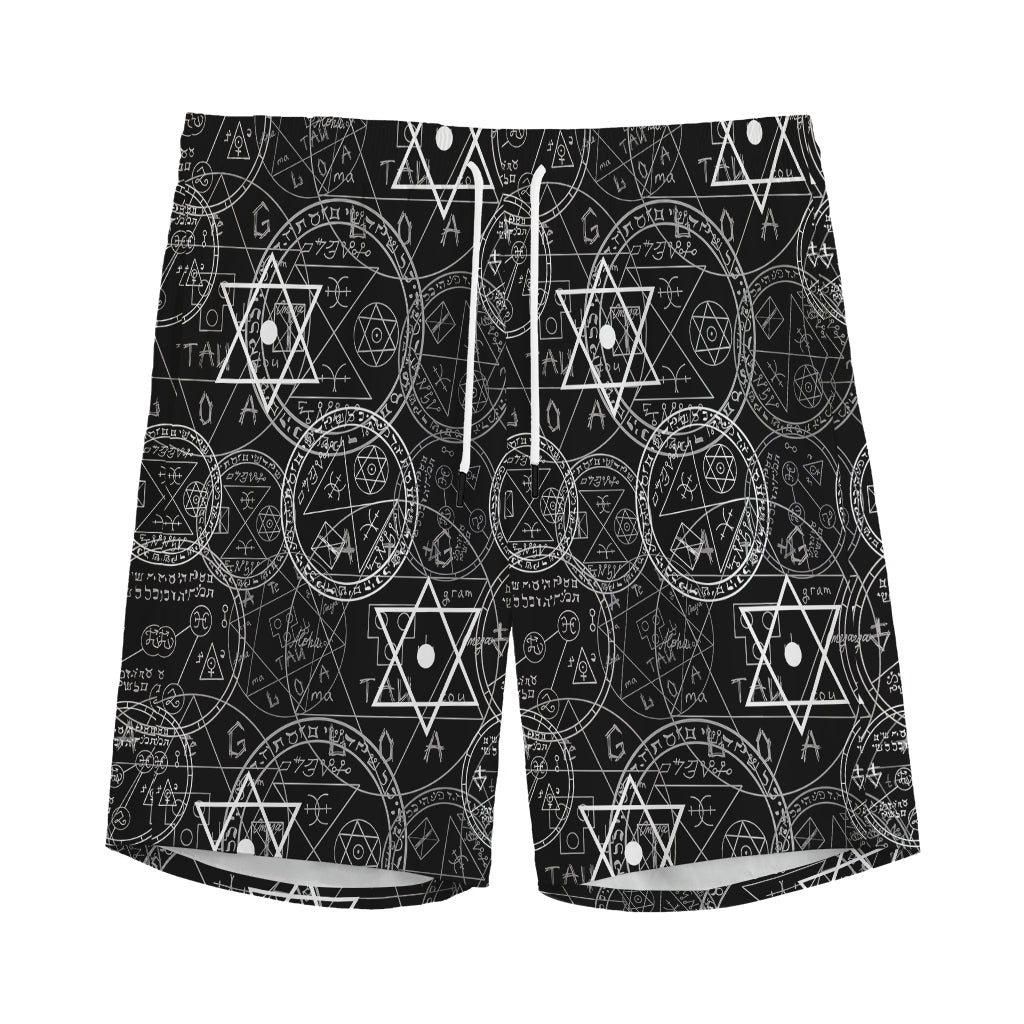 Black And White Mystic Witch Print Men's Sports Shorts