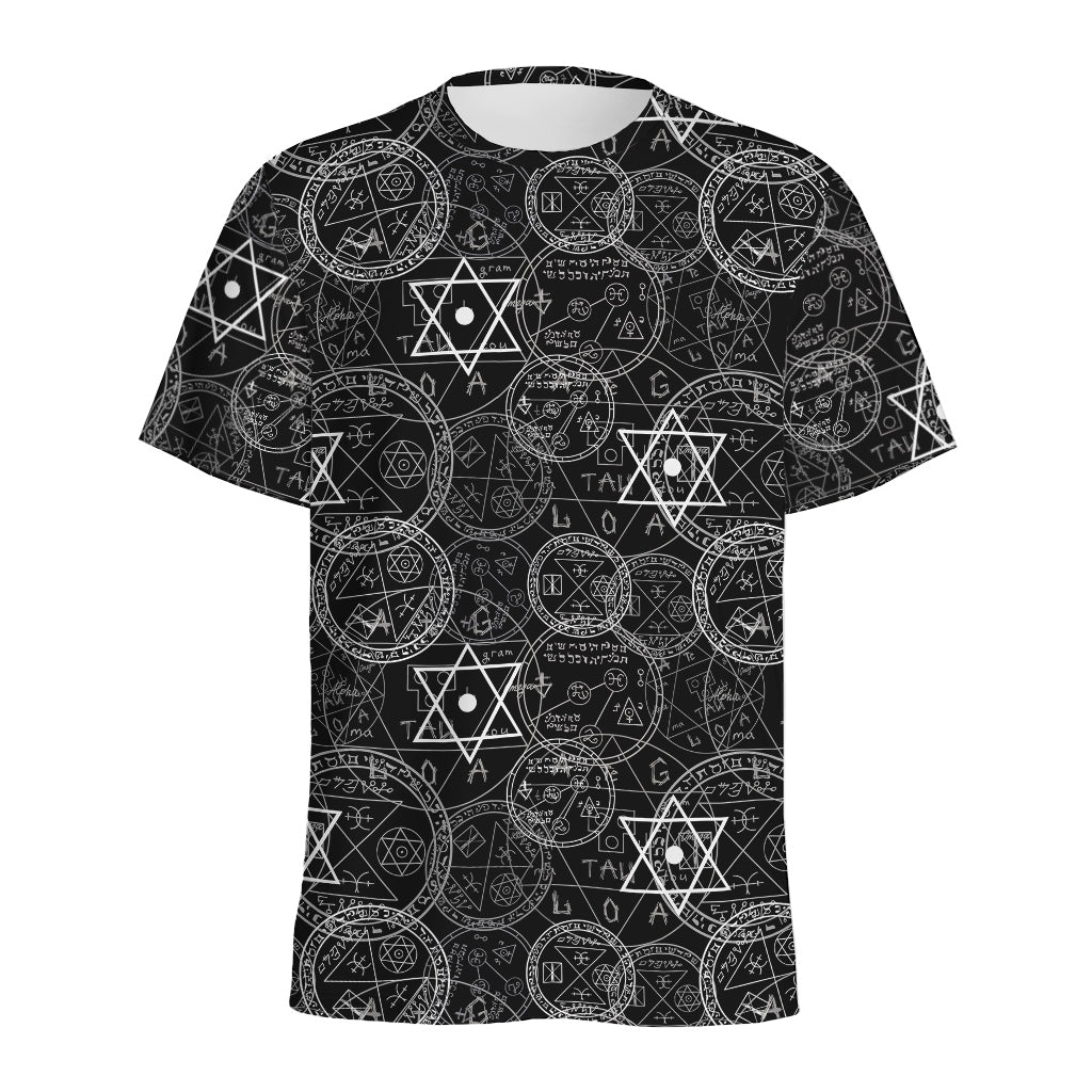 Black And White Mystic Witch Print Men's Sports T-Shirt